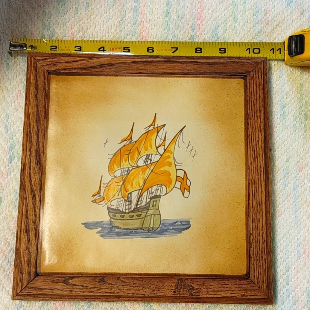 Vintage MCM ship painting.